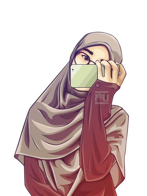 Kartun Hijab dengan Gaya Party