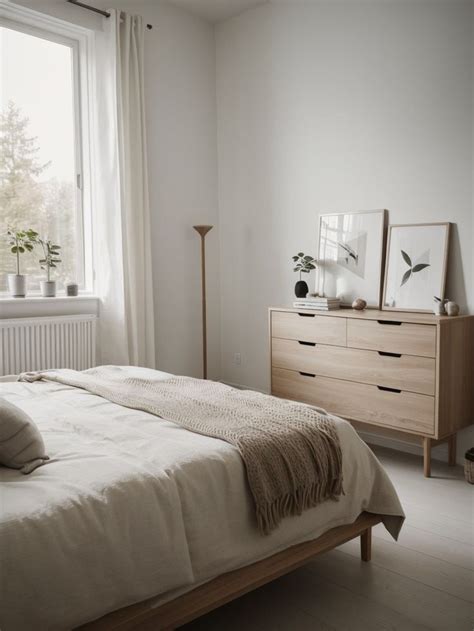 King size bed with a Scandinavian serene design
