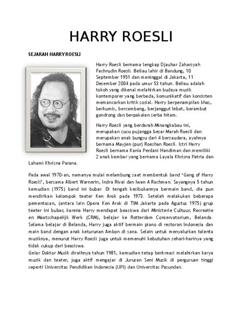 Pengakuan dan Penghargaan biografi harry roesli