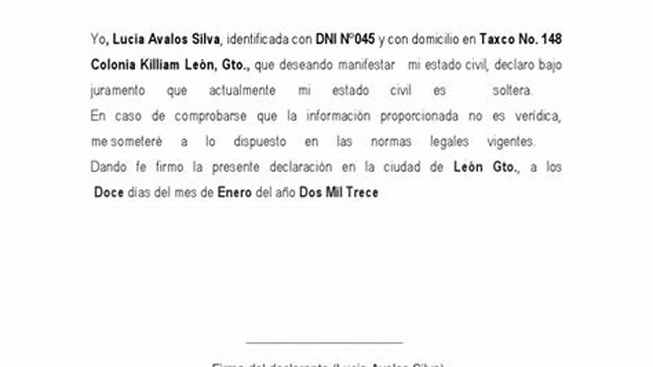 ¿Qué Información Debe Incluir Una Declaración Jurada Simple De Estado Civil?, MX Modelo