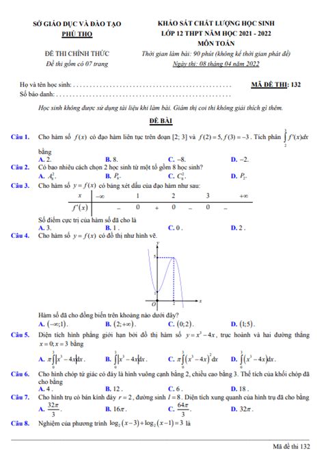 đề khảo sát phú thọ