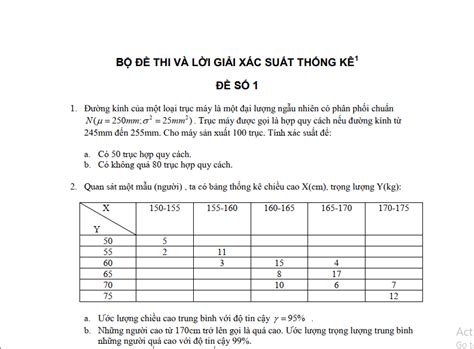 đề xác suất thống kê