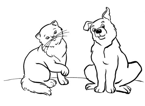 кошка и собака рисунок