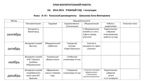 план воспитательной работы школы