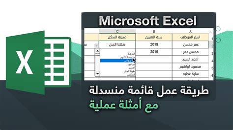 انشاء قائمة منسدلة في excel