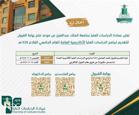 بوابة الدراسات العليا جامعة الملك عبدالعزيز