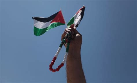 شخص يحمل علم فلسطين