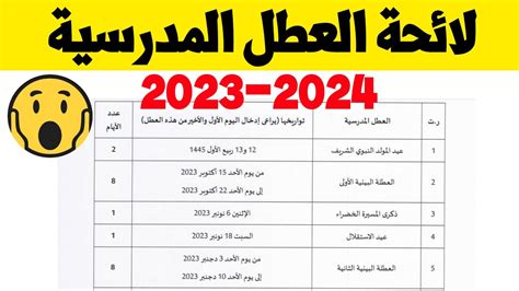 لائحة العطل 2024 المغرب