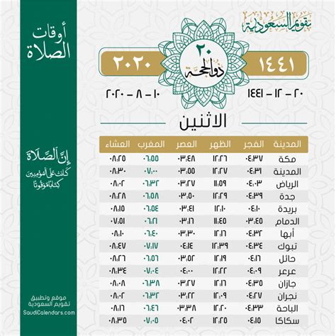 مواقيت الصلاة بريدة اليوم