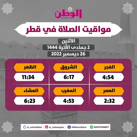 مواقيت الصلاة قطر 2022