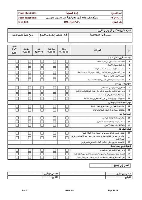 نموذج تقييم الاداء الوظيفي وورد