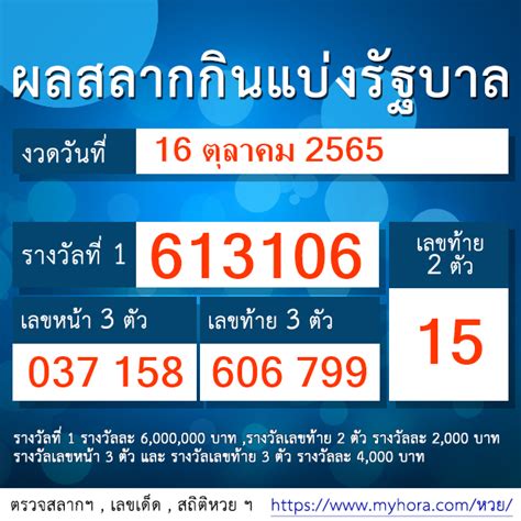 ตรวจสลาก 16 ตุลาคม 2565