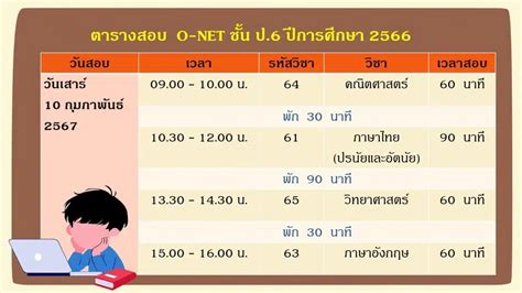 สอบ o-net ป.6 2566 วันไหน