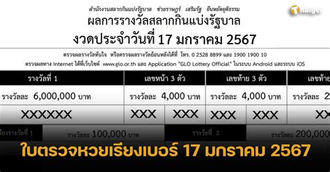 เช็คลอตเตอรี่ 16 มกราคม 2567