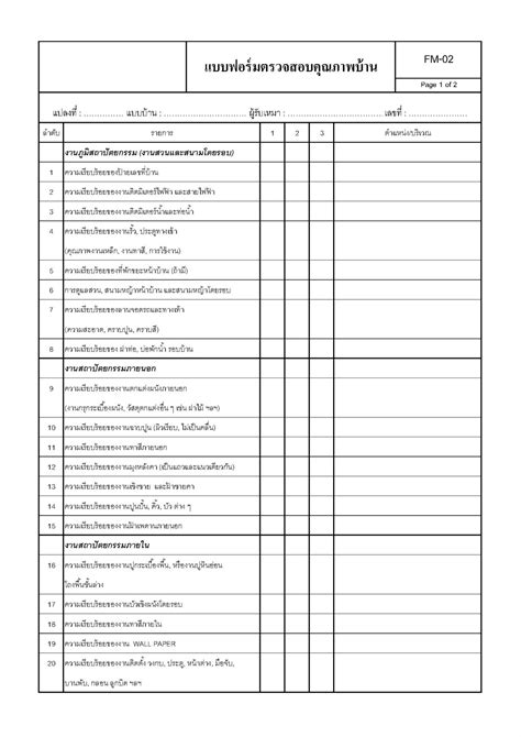 แบบฟอร์ม ตรวจ งาน qc