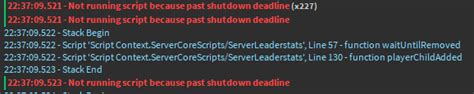 “Not running script because past shutdown deadline\" when using 