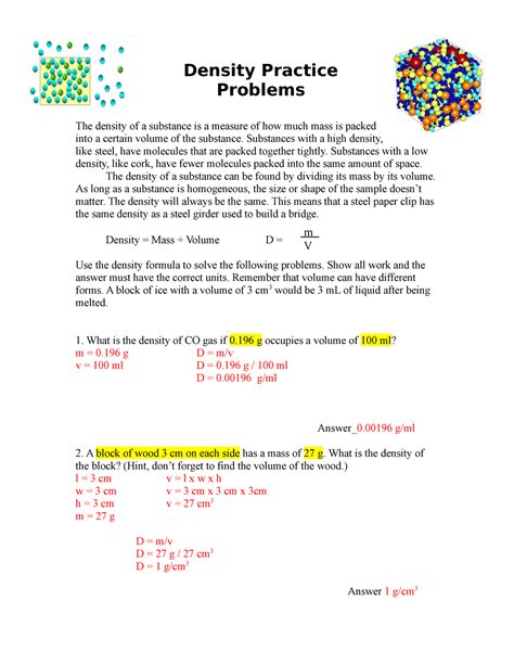 √ 20 Density Practice Problem Worksheet Answers | Simple Template Design