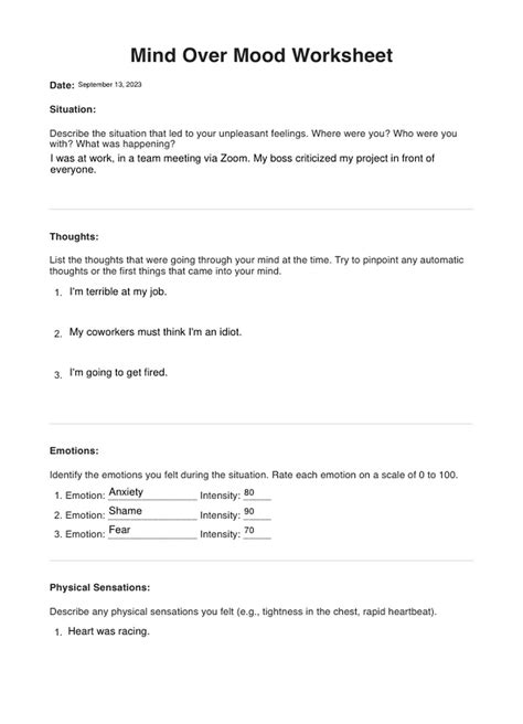 √ 20 Mind Over Mood Worksheet | Simple Template Design
