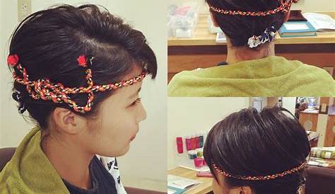 お祭り向けショートヘア女の子髪型 お祭りヘアセット💓 モヒカン 編み込みアップ ヘアアレンジ 祭り ヘアアレンジ 祭り 髪型