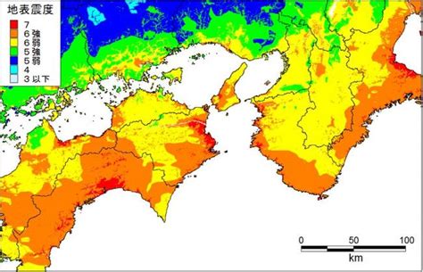 南海トラフ巨大地震 震度分布図