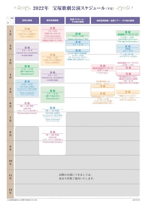 宝塚歌劇団公演日程