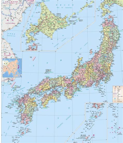 日本地图中文版高清晰图片