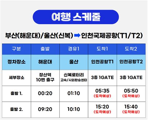 울산 인천공항 리무진 시간표