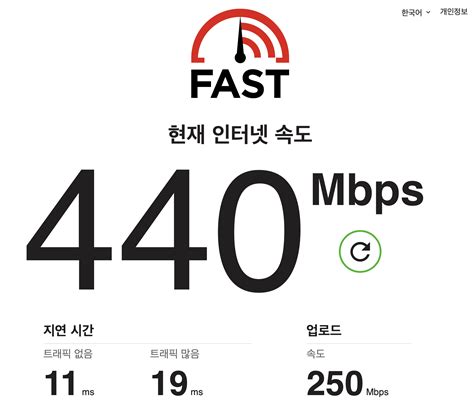인터넷 속도측정 한국 전산원