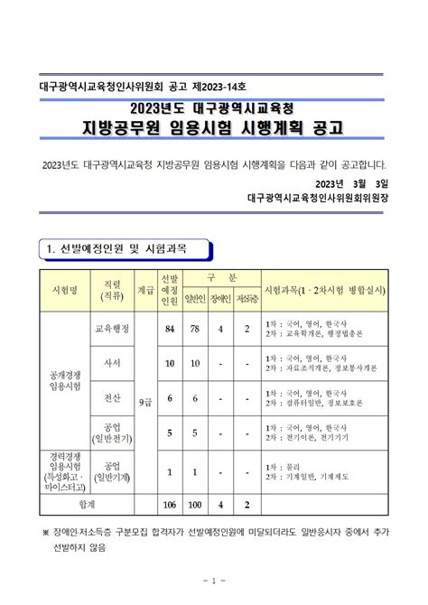 지방공무원 신규임용시험 관리 매뉴얼