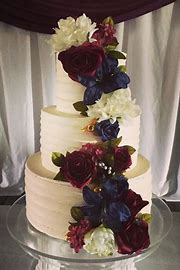 burgundy blush and navy wedding cake