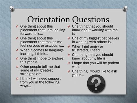 orientation questions