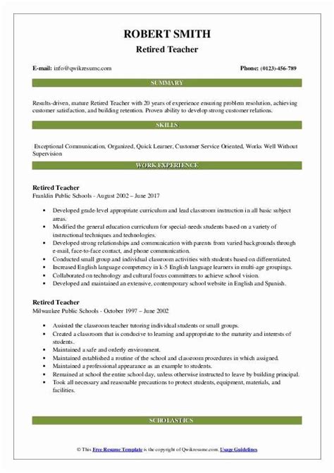 Sample Resume Objective For Retired Person
