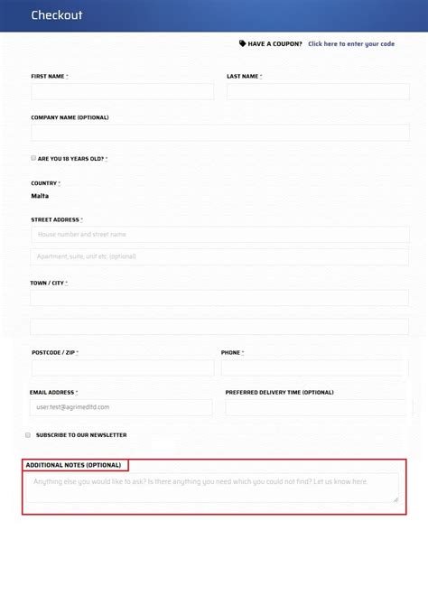 Additional Notes Section