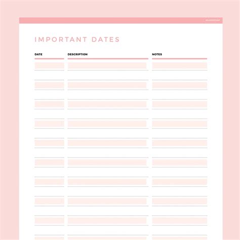 Fill in Important Dates