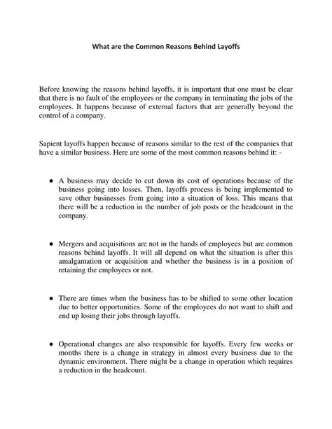 Reasons Behind the Layoffs