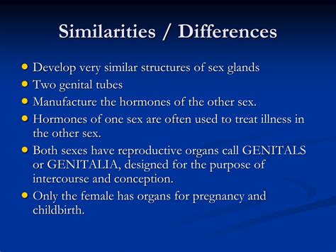 Similarities and Differences in Reproductive Systems