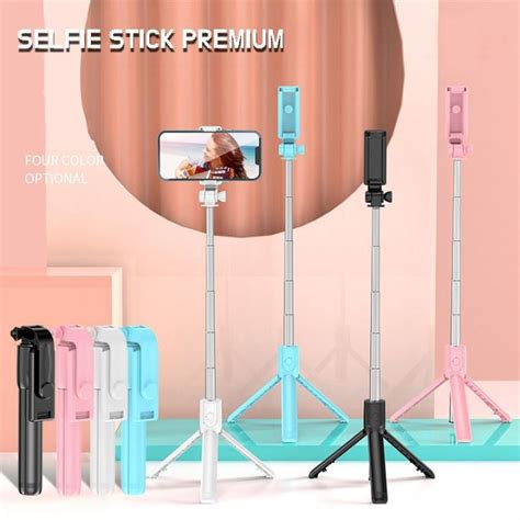 Tongsis Tripod Bluetooth 4in1 Selfie Stick Remote Action Cam macaron R1