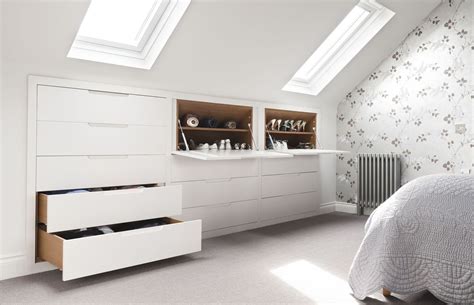 built-in storage solutions in an attic bedroom