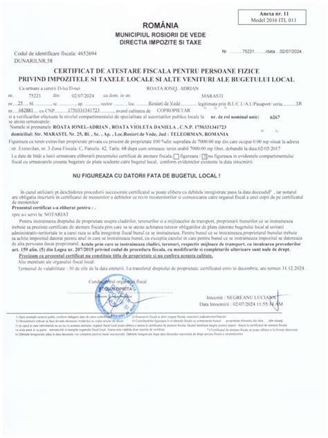 Imagine certificat fiscal