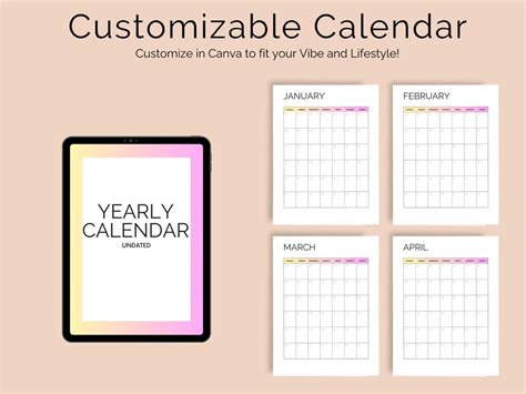 Customizable Yearly Calendar