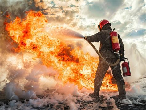 Firefighter Extinguishing Fire