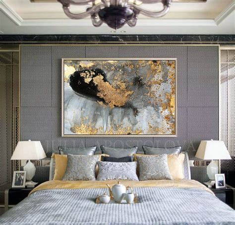 grey bedroom walls with artwork