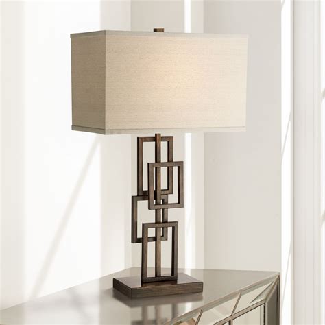 Metal Base Table Lamp Geometric Design