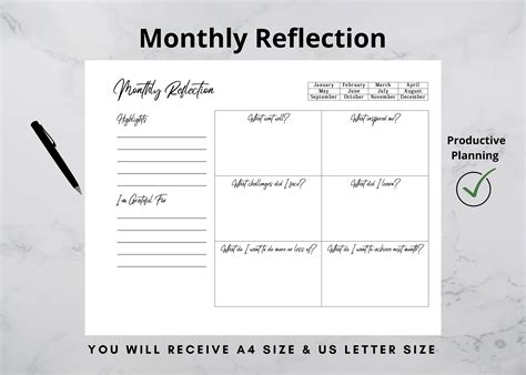 monthly reflection calendar