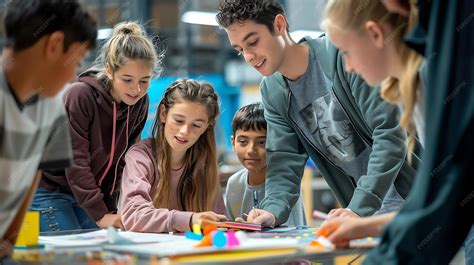 Students working on group project