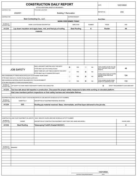 032 Daily Progress Report Format For Building Construction With