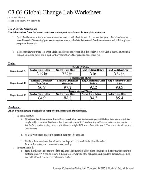 06 Global Change Lab Worksheet