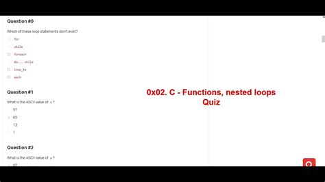 0x02. c - functions nested loops quiz