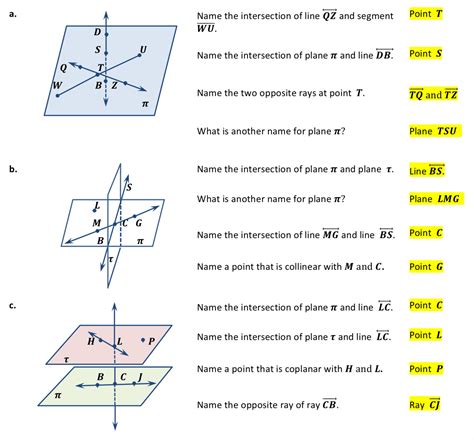 Understanding The Basics Of 1-1 Points Lines And Planes Worksheet Answers