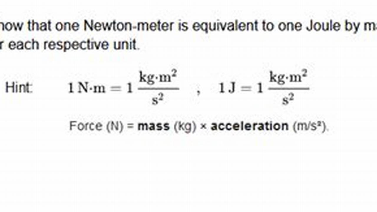 1 Joule Is Equal To 1 Newton Meter